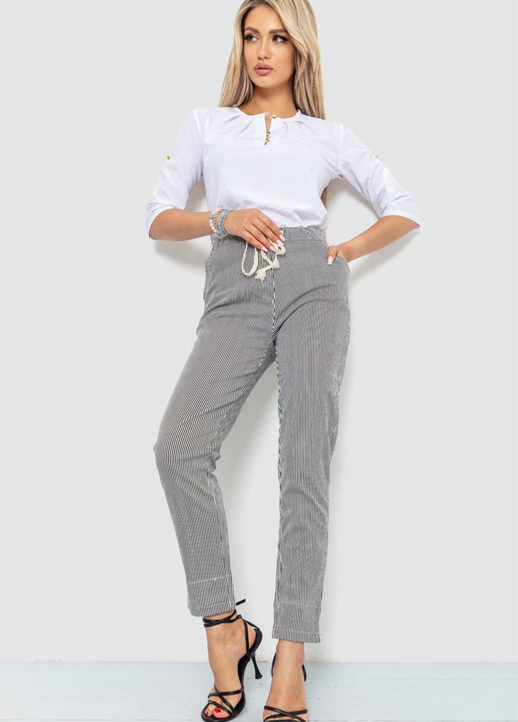 Черно-белые кэжуал демисезонные прямые брюки Ager