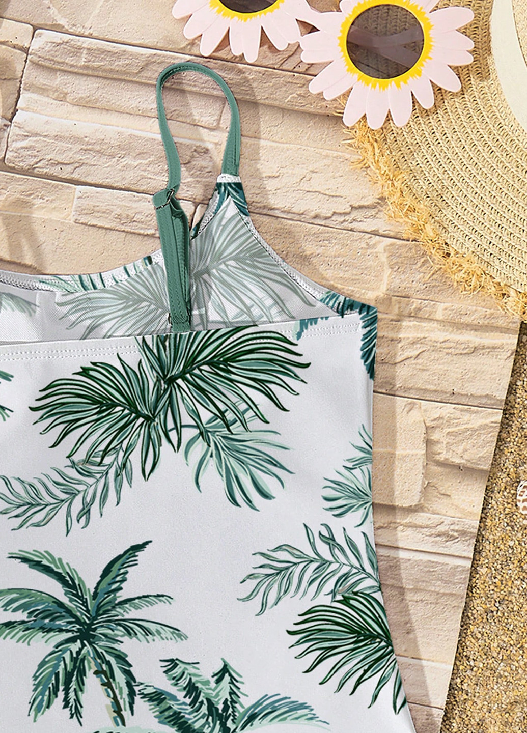 Комбинированный летний купальник слитный, майо SHEIN