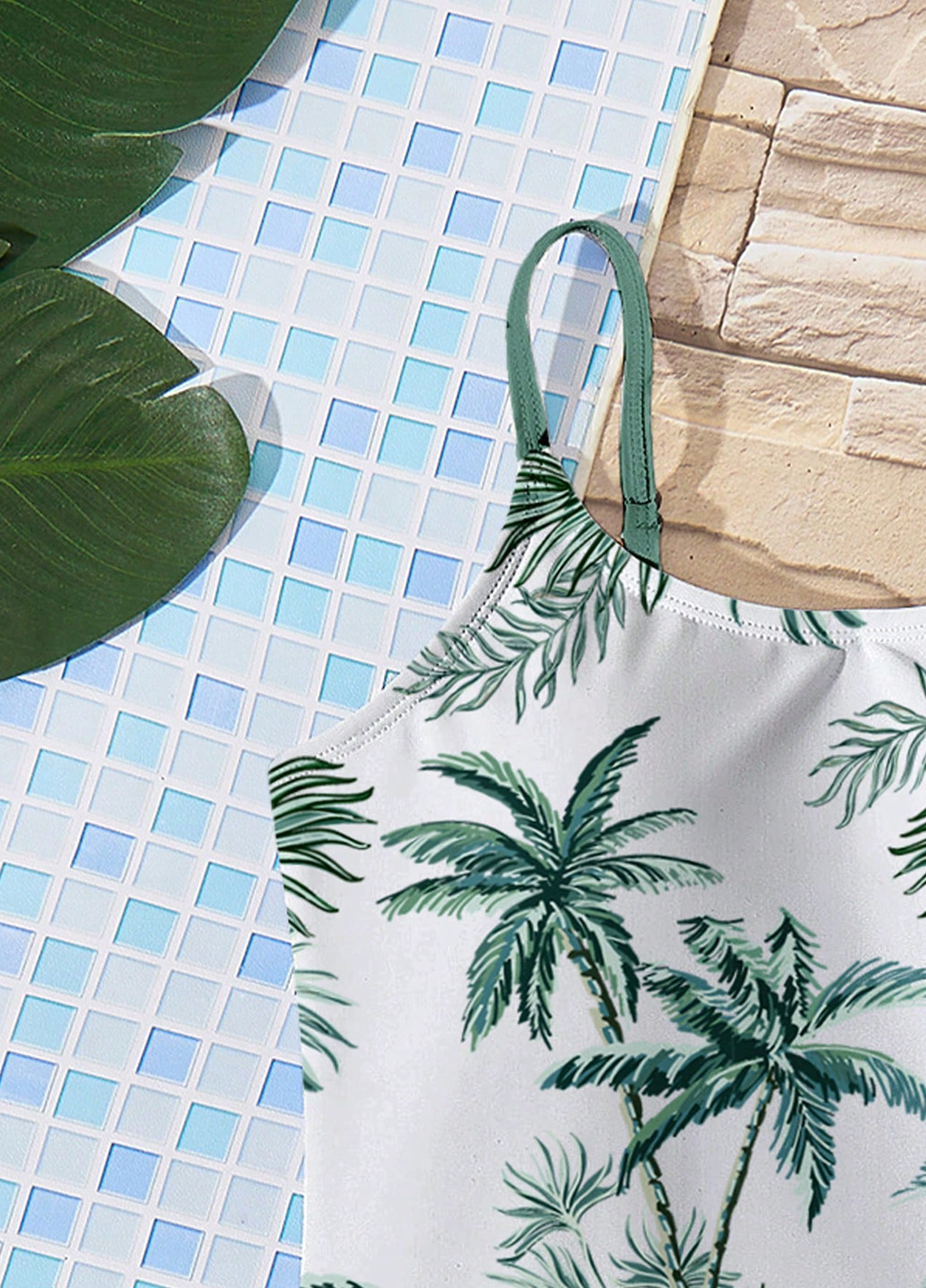 Комбинированный летний купальник слитный, майо SHEIN