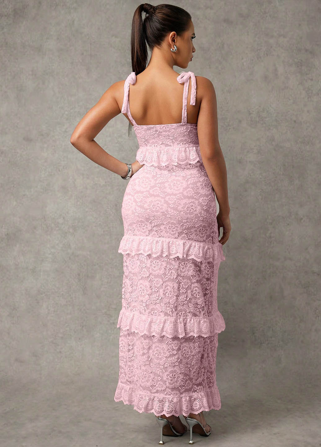 Розовое вечернее платье для беременных SHEIN однотонное