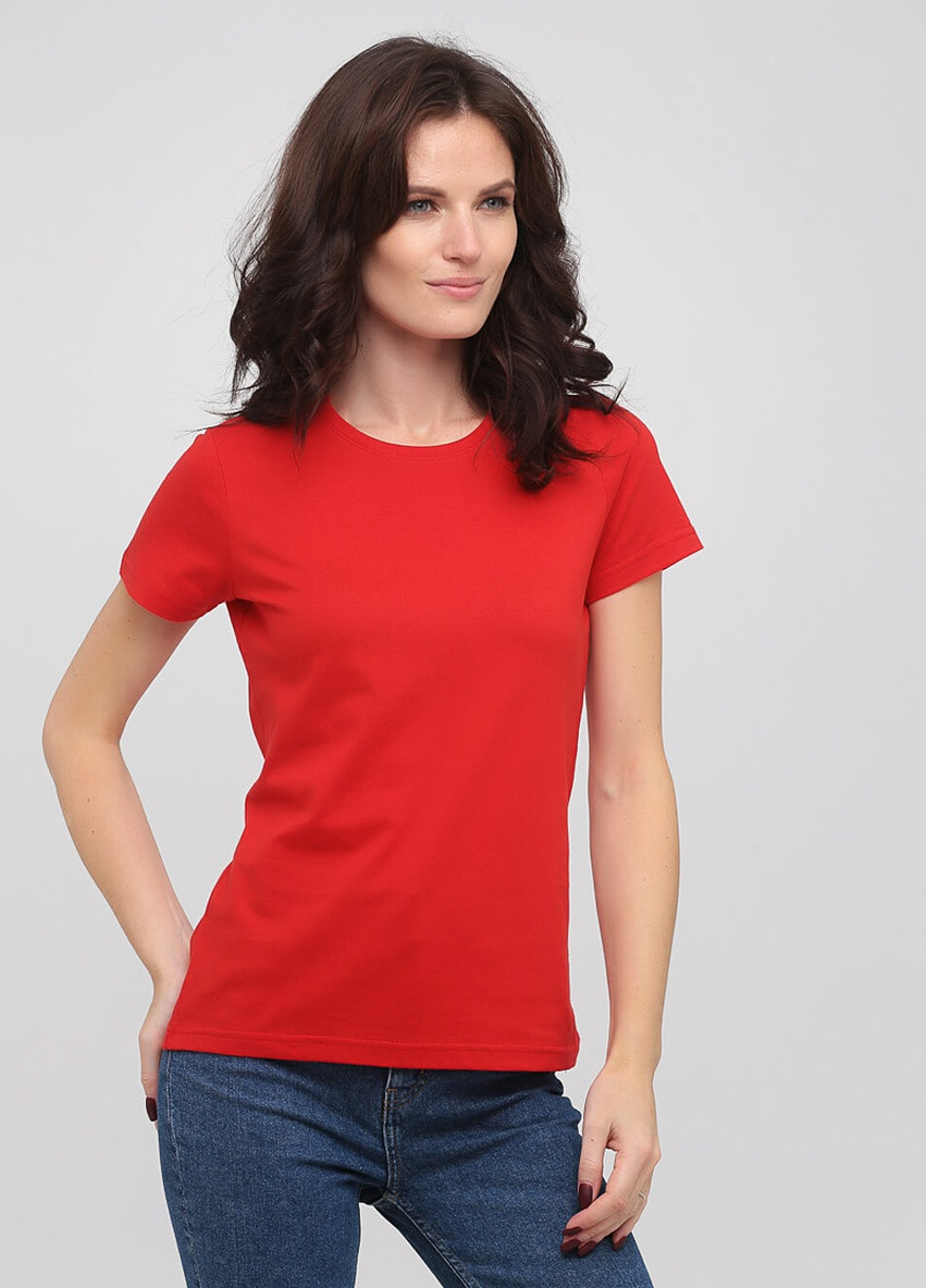 Красная всесезон футболка женская с круглым воротником Stedman