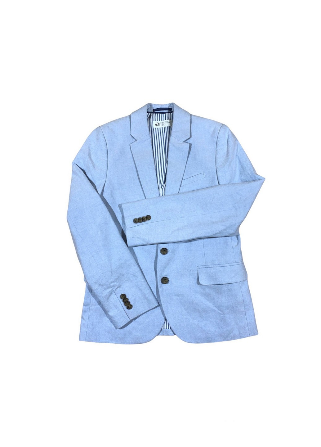 Пиджак H&M однотонный голубой деловой хлопок