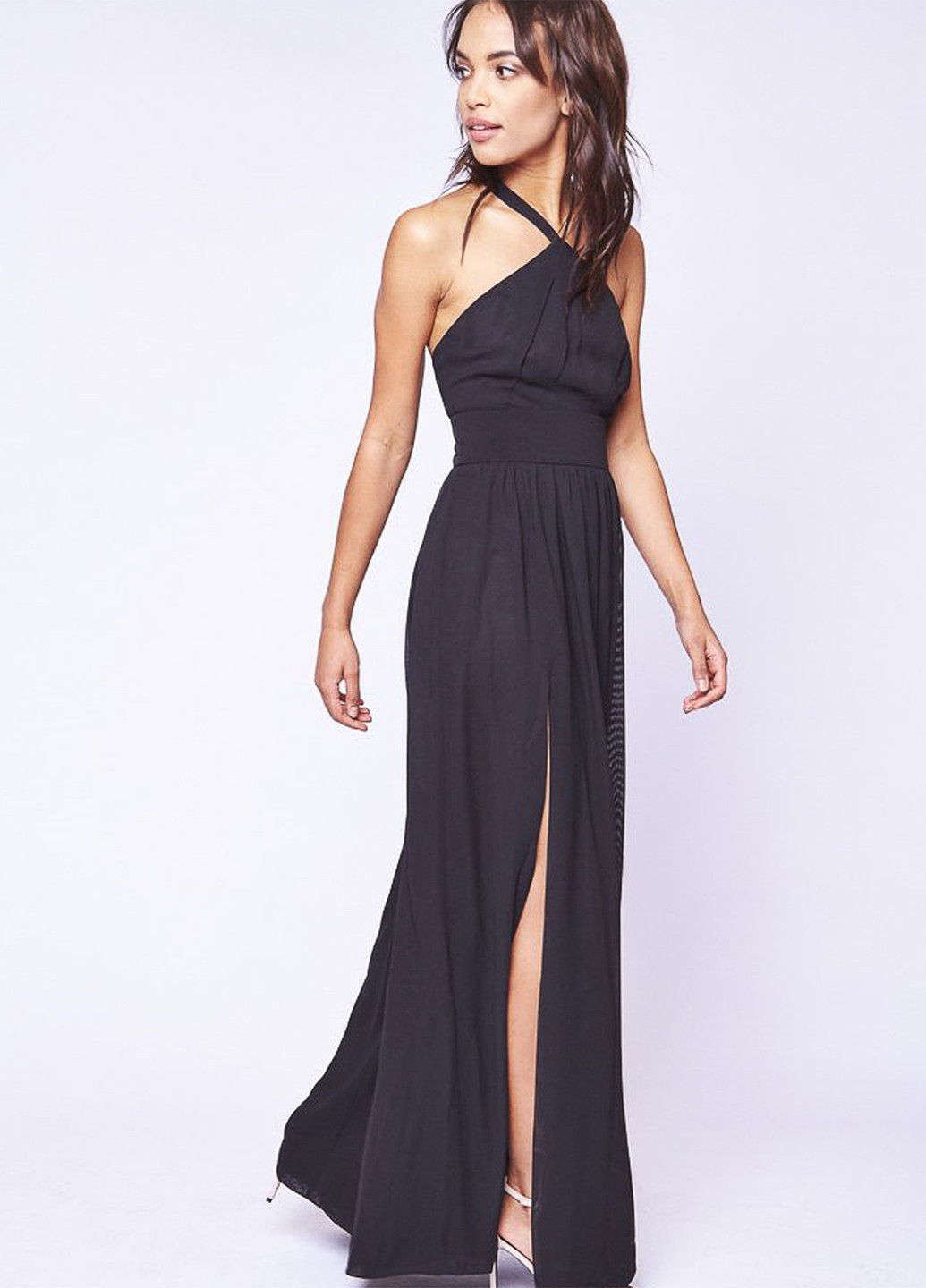 Чорна вечірня плаття, сукня з відкритою спиною Style Stalker однотонна