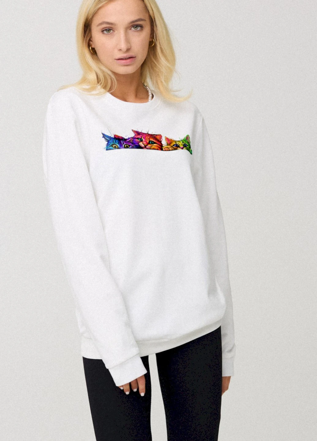 Білий свитшот женский oversize /no flis/ YAPPI (254658811)