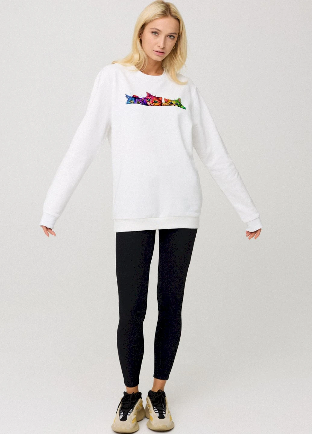 Білий свитшот женский oversize /no flis/ YAPPI (254658811)