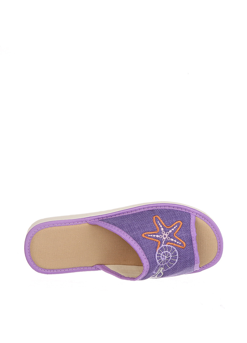 Фиолетовые тапочки ELIO с вышивкой, с белой подошвой