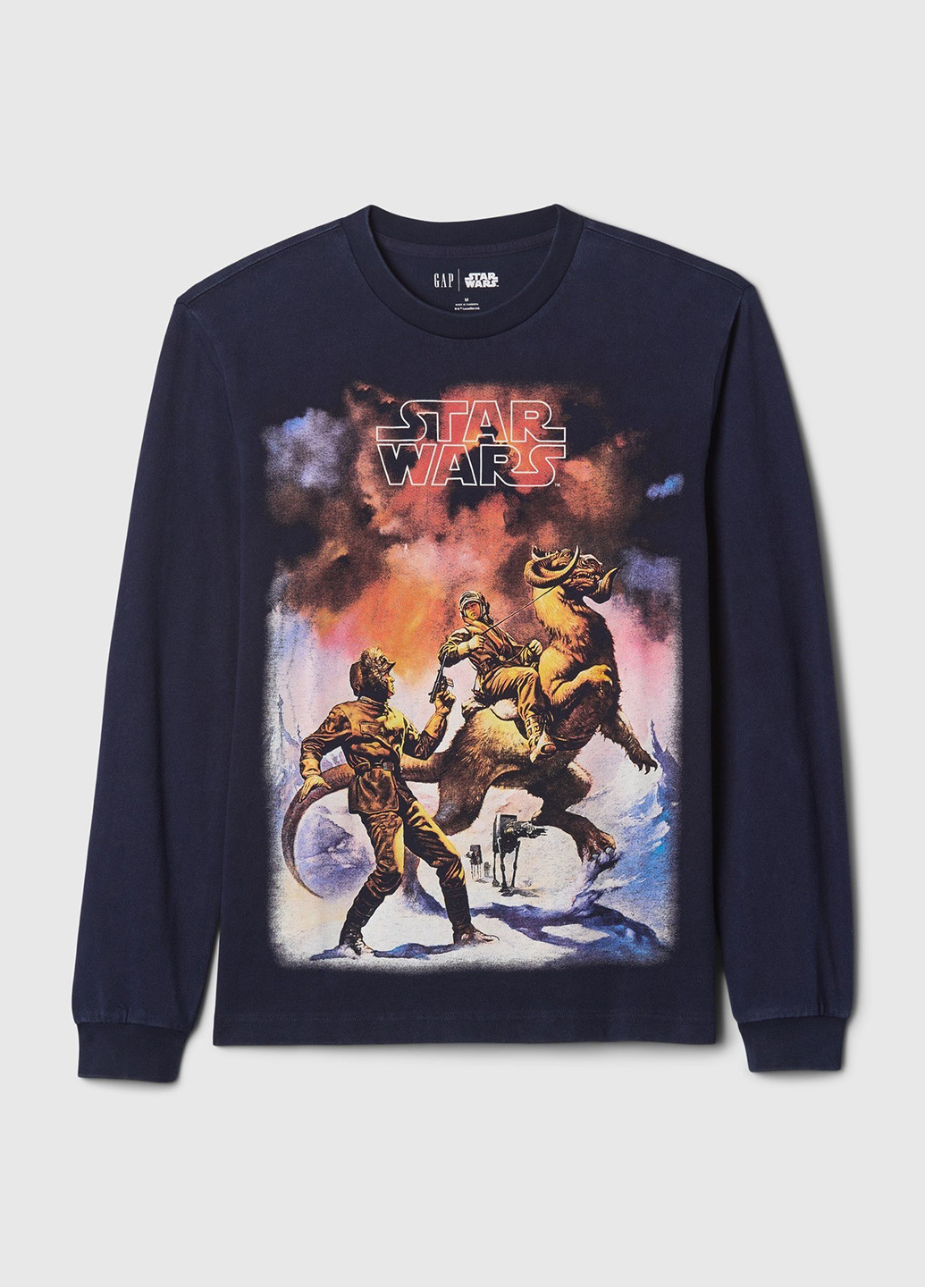 Синий демисезонный кэжуал лонгслив Gap с рисунком