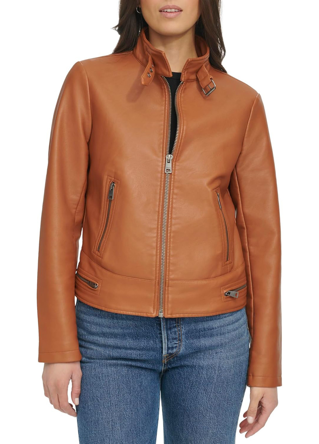 Коричневая демисезонная куртка косуха Levi's