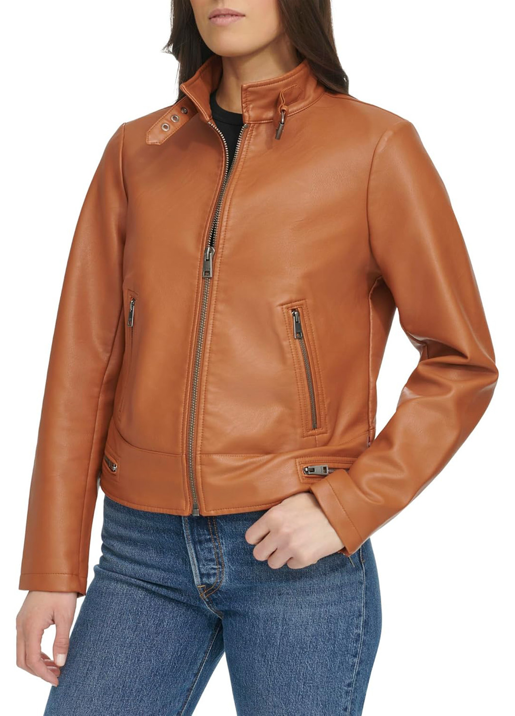 Коричневая демисезонная куртка косуха Levi's