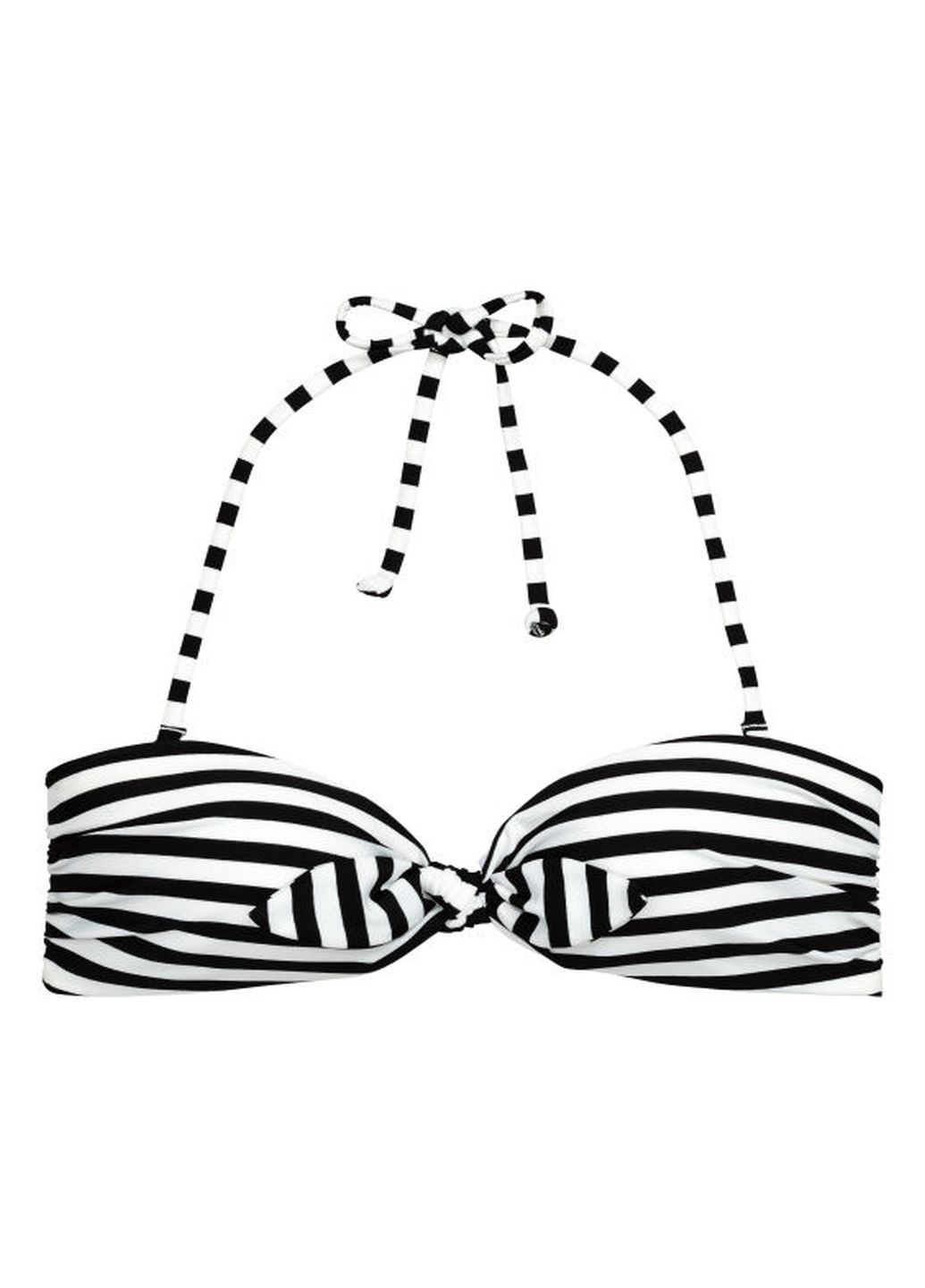 Купальный лиф H&M бандо полоска чёрно-белого пляжный полиамид