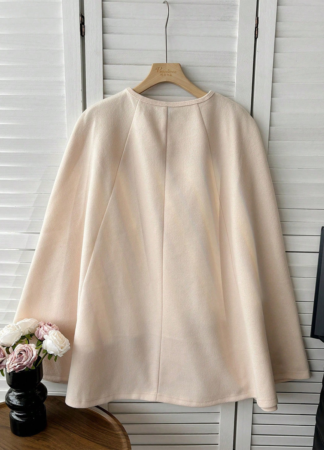 Кремовое демисезонное Пальто кейп SHEIN