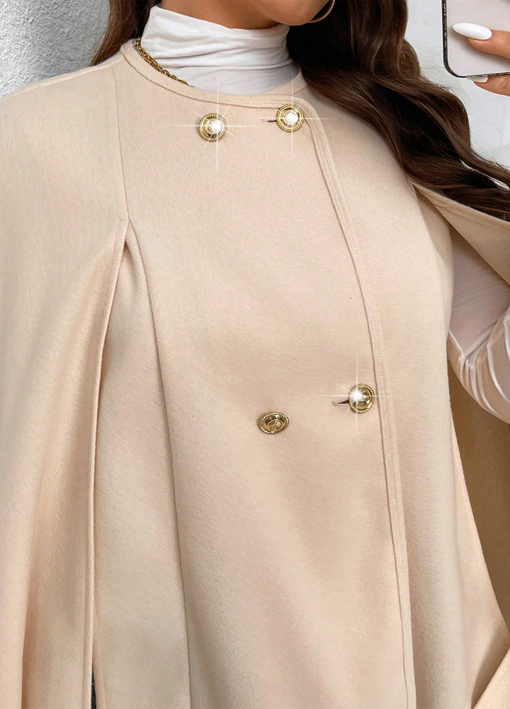 Кремовое демисезонное Пальто кейп SHEIN