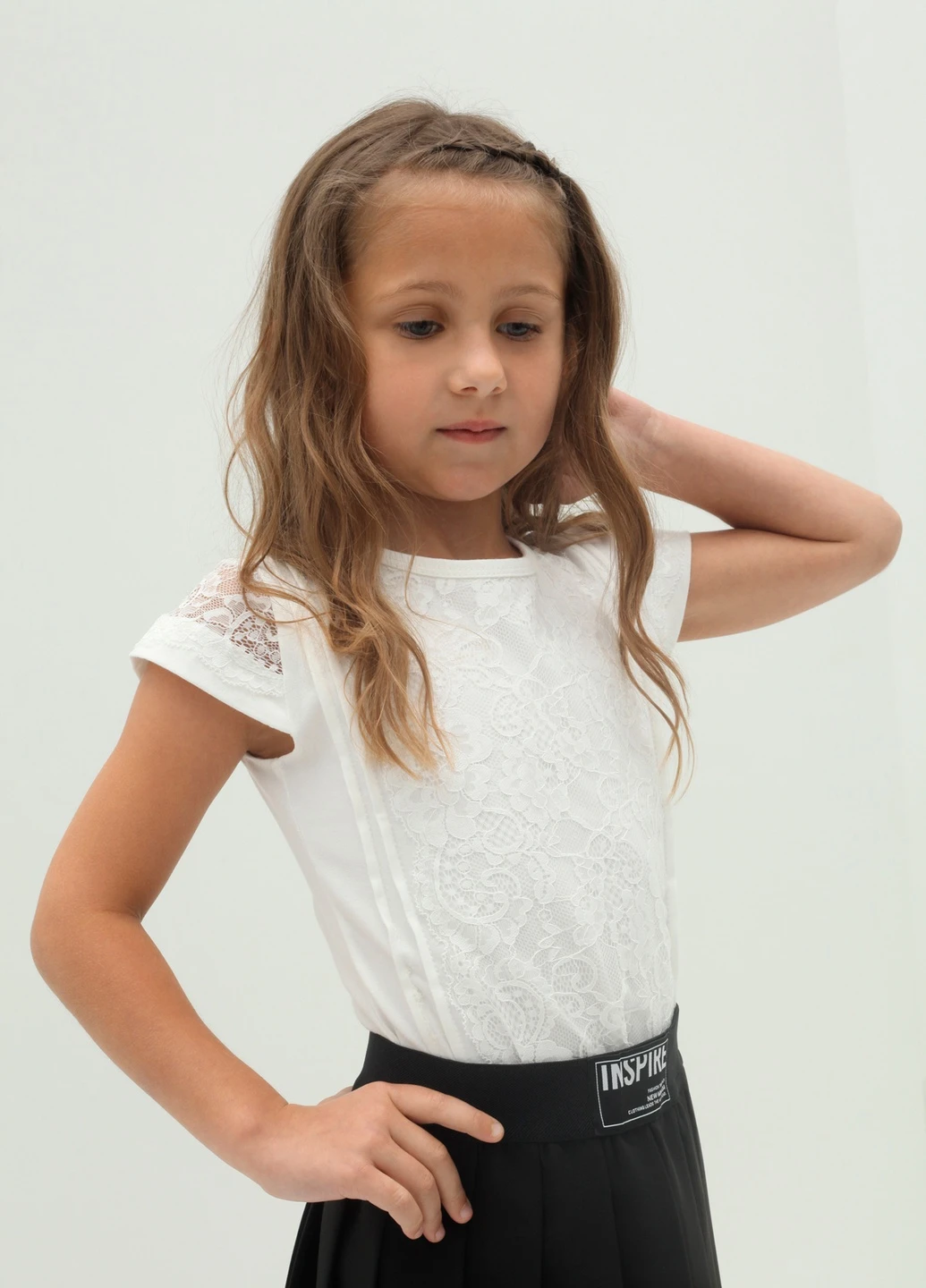 Молочная однотонная блузка Perix Kids демисезонная