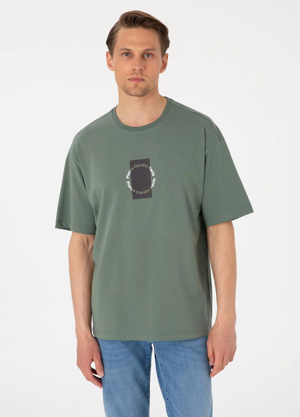Хаки (оливковая) футболка Pierre Cardin