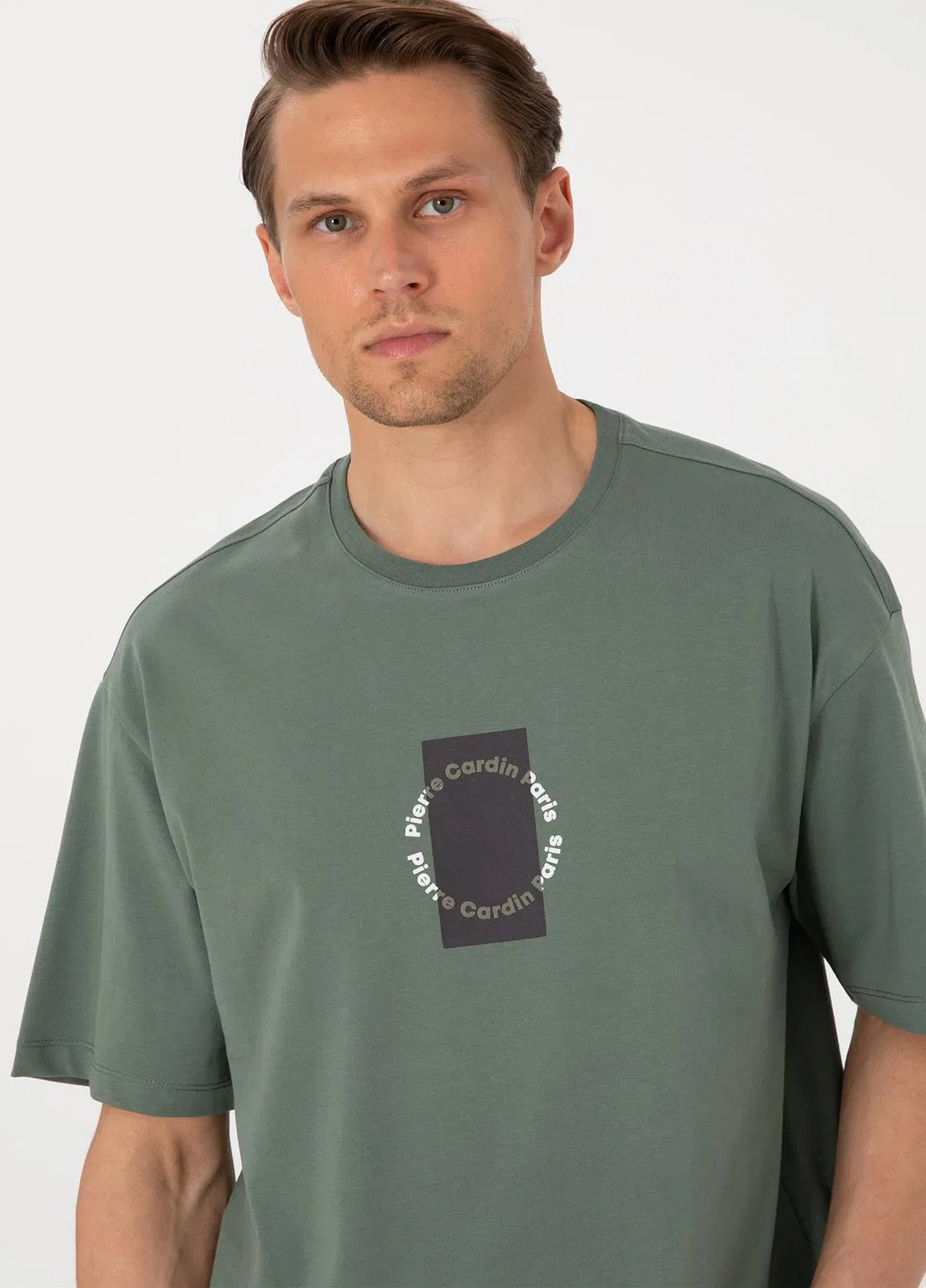 Хаки (оливковая) футболка Pierre Cardin