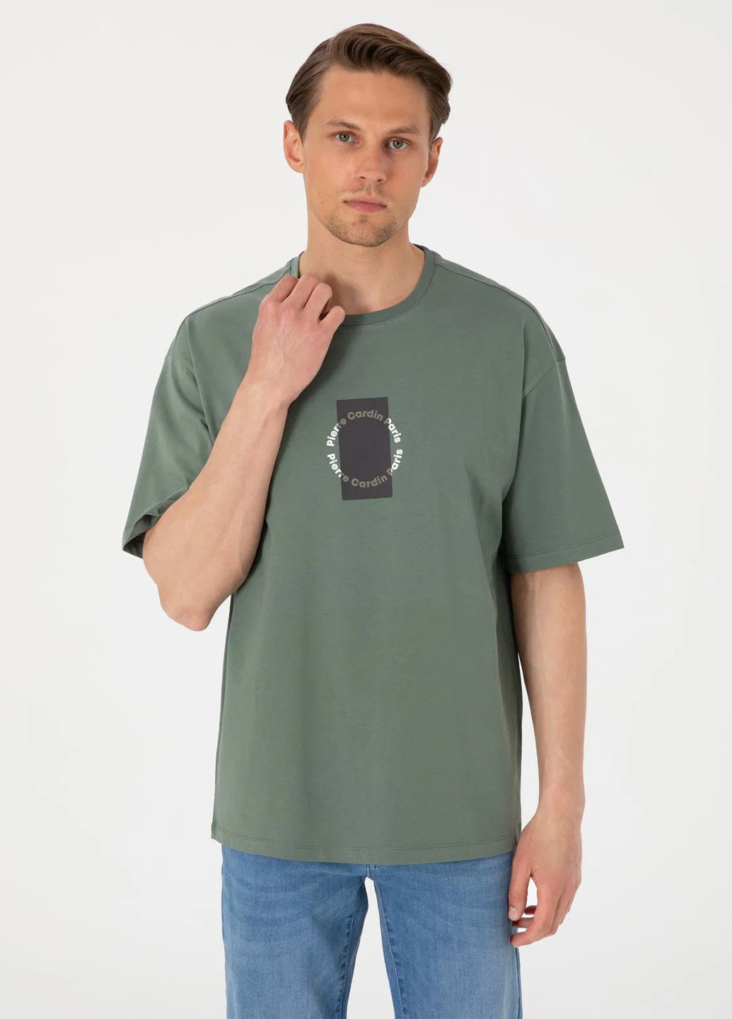 Хаки (оливковая) футболка Pierre Cardin