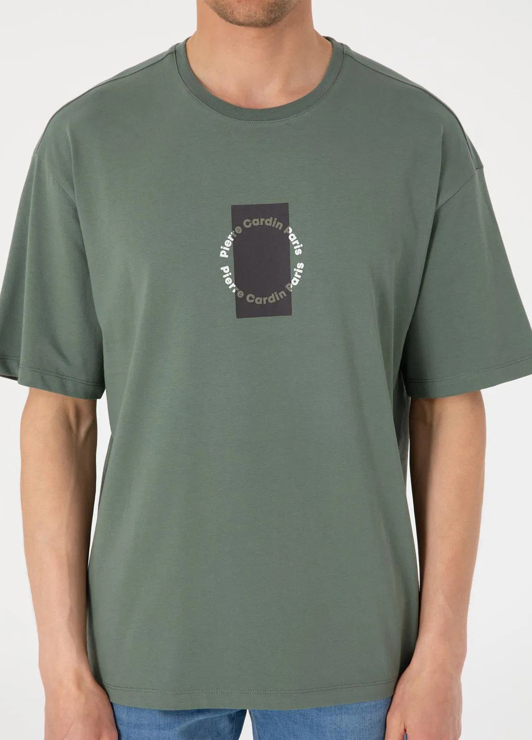 Хаки (оливковая) футболка Pierre Cardin