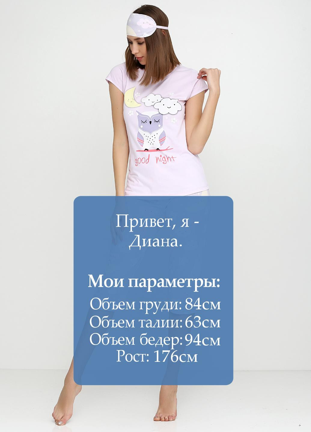 Сиреневая всесезон пижама (футболка, капри) BOYRAZ