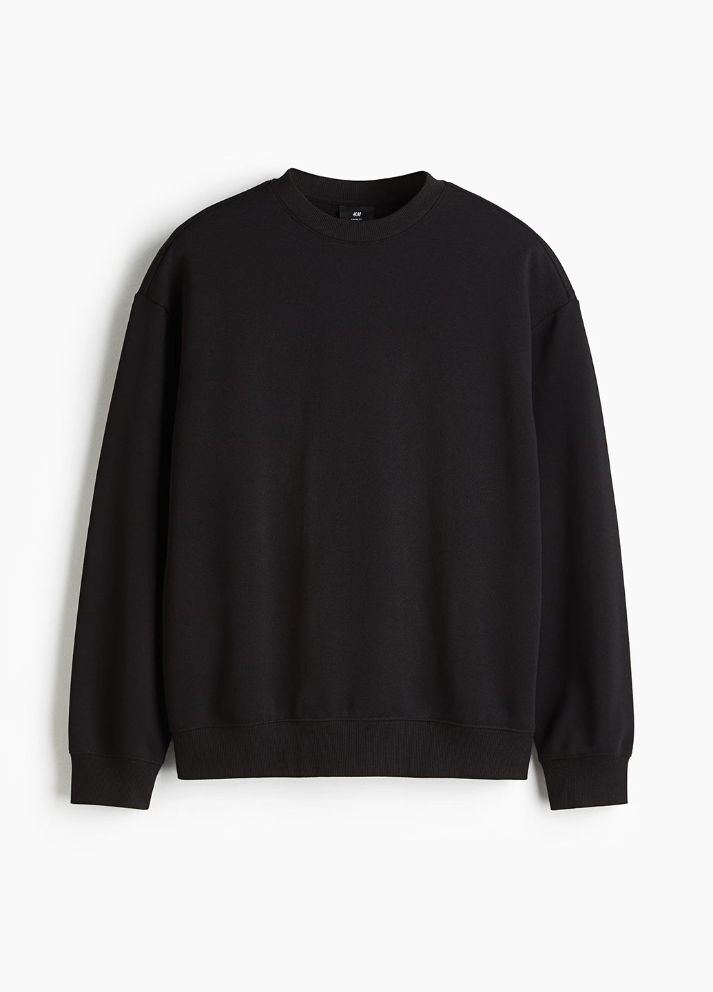 Черный свитшот H&M однотонный без декора (358926600)