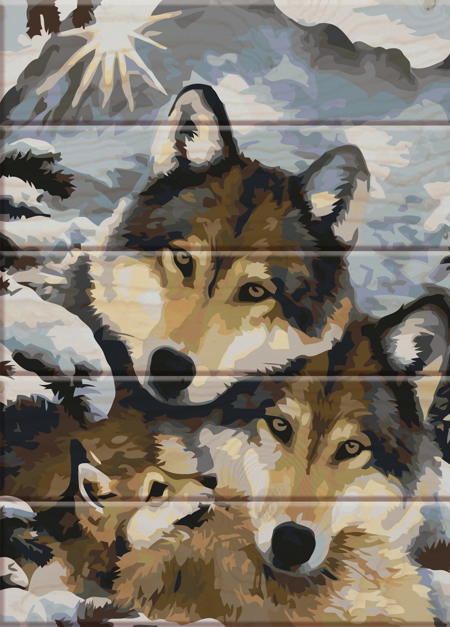 Картина за номерами на дереві "Вовки" 30*40 см ArtStory (252265625)