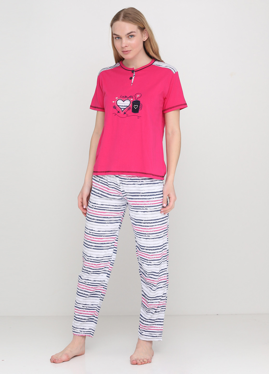 Малиновая всесезон пижама (футболка, брюки) Adalya