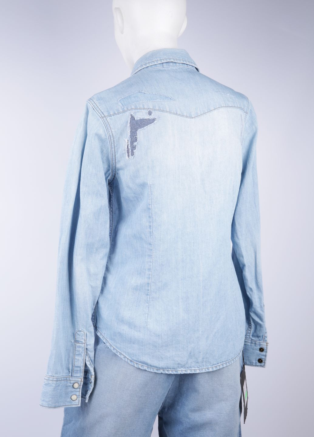 Голубой джинсовая рубашка однотонная Gap