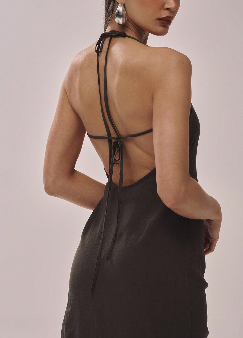 Коричнева кежуал сукня з відкритою спиною SHEIN однотонна