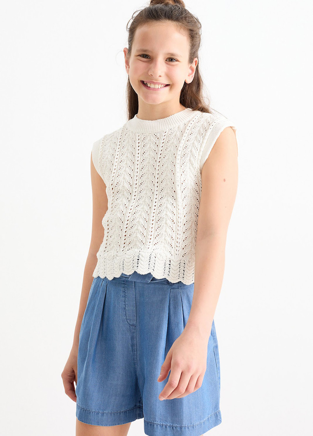 Белая однотонная блузка C&A летняя