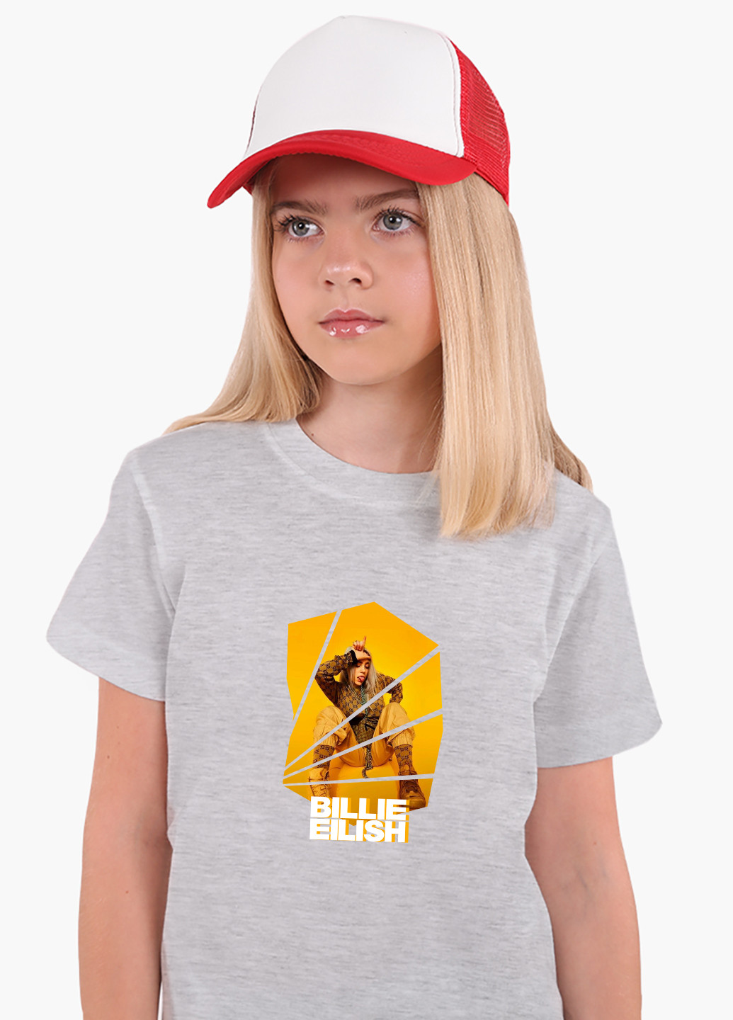 Світло-сіра демісезонна футболка дитяча біллі айлиш (billie eilish) (9224-1216) MobiPrint