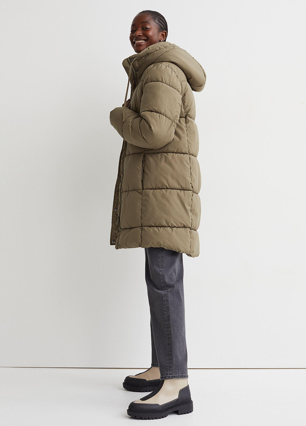 Темно-бежевая зимняя куртка H&M