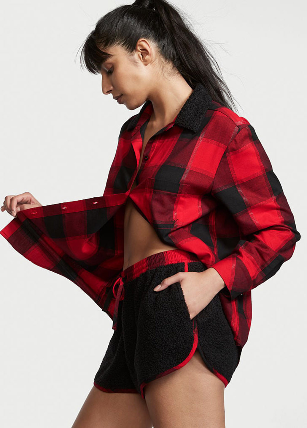 Темно-червона всесезон піжама (сорочка, шорти) сорочка + шорти Victoria's Secret