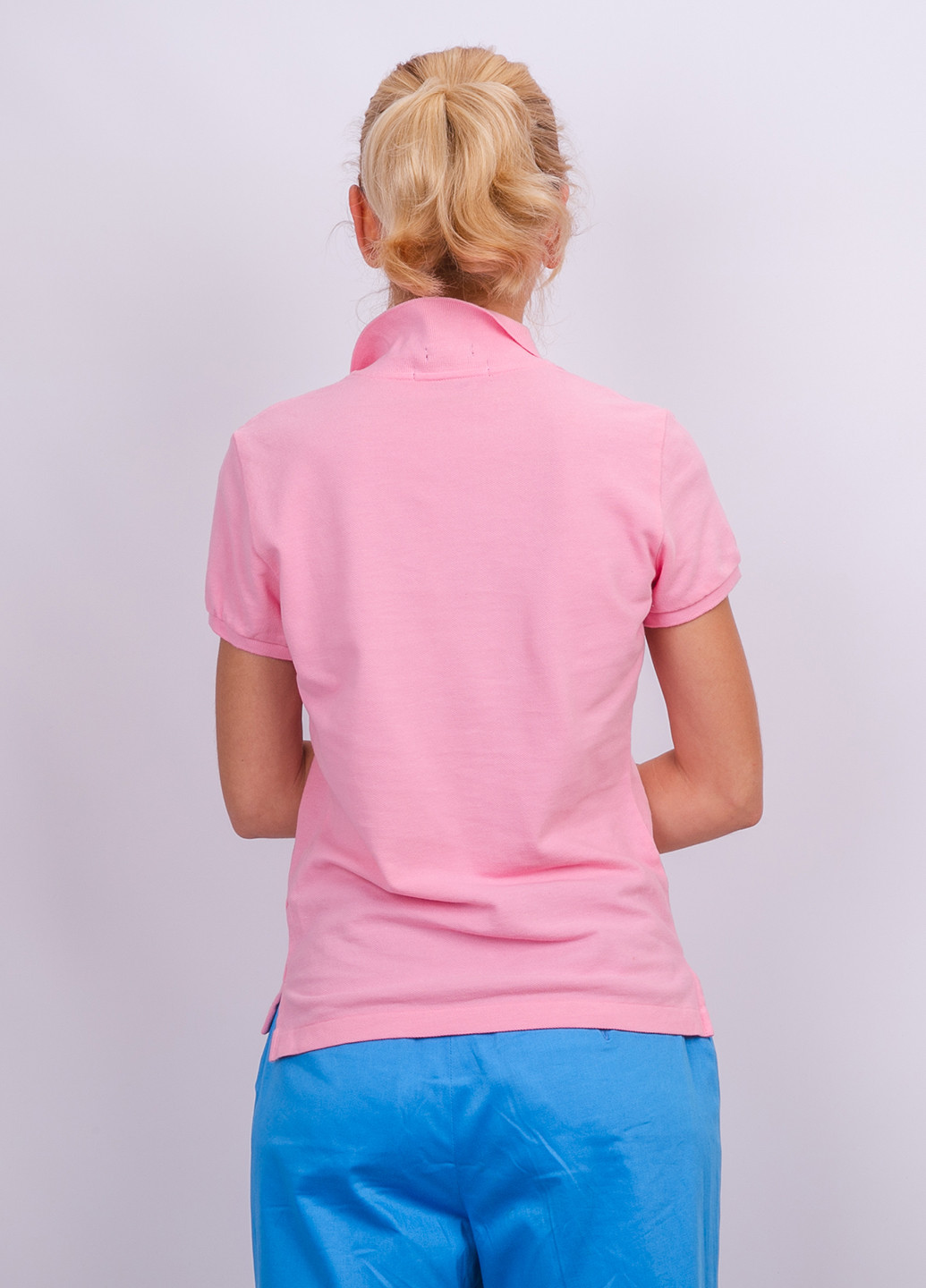 Розовая женская футболка-поло Ralph Lauren однотонная