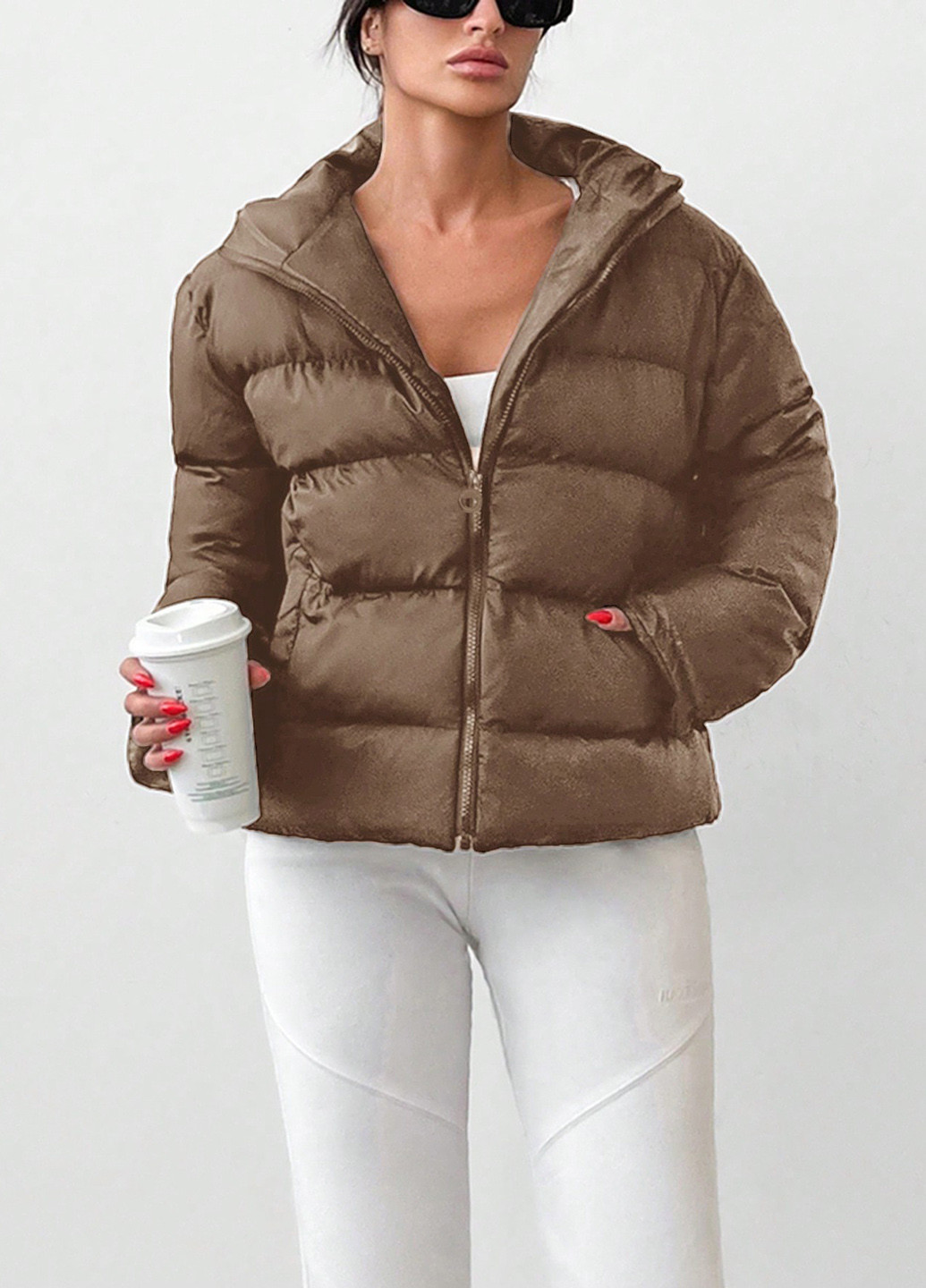 Світло-коричнева зимня куртка SHEIN