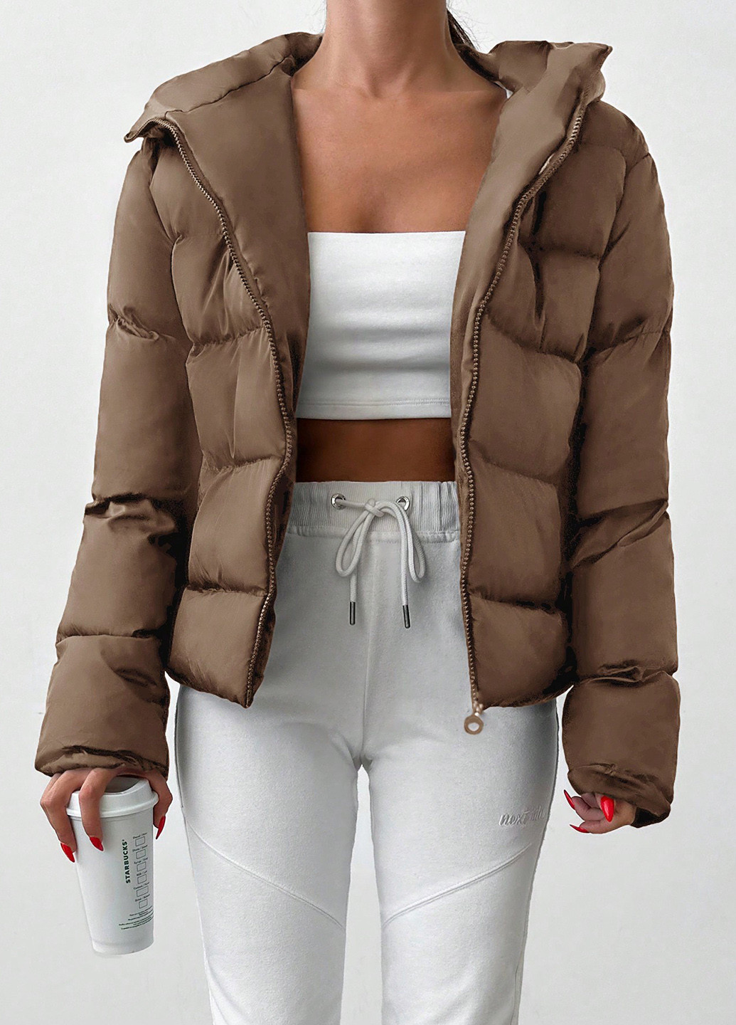 Світло-коричнева зимня куртка SHEIN