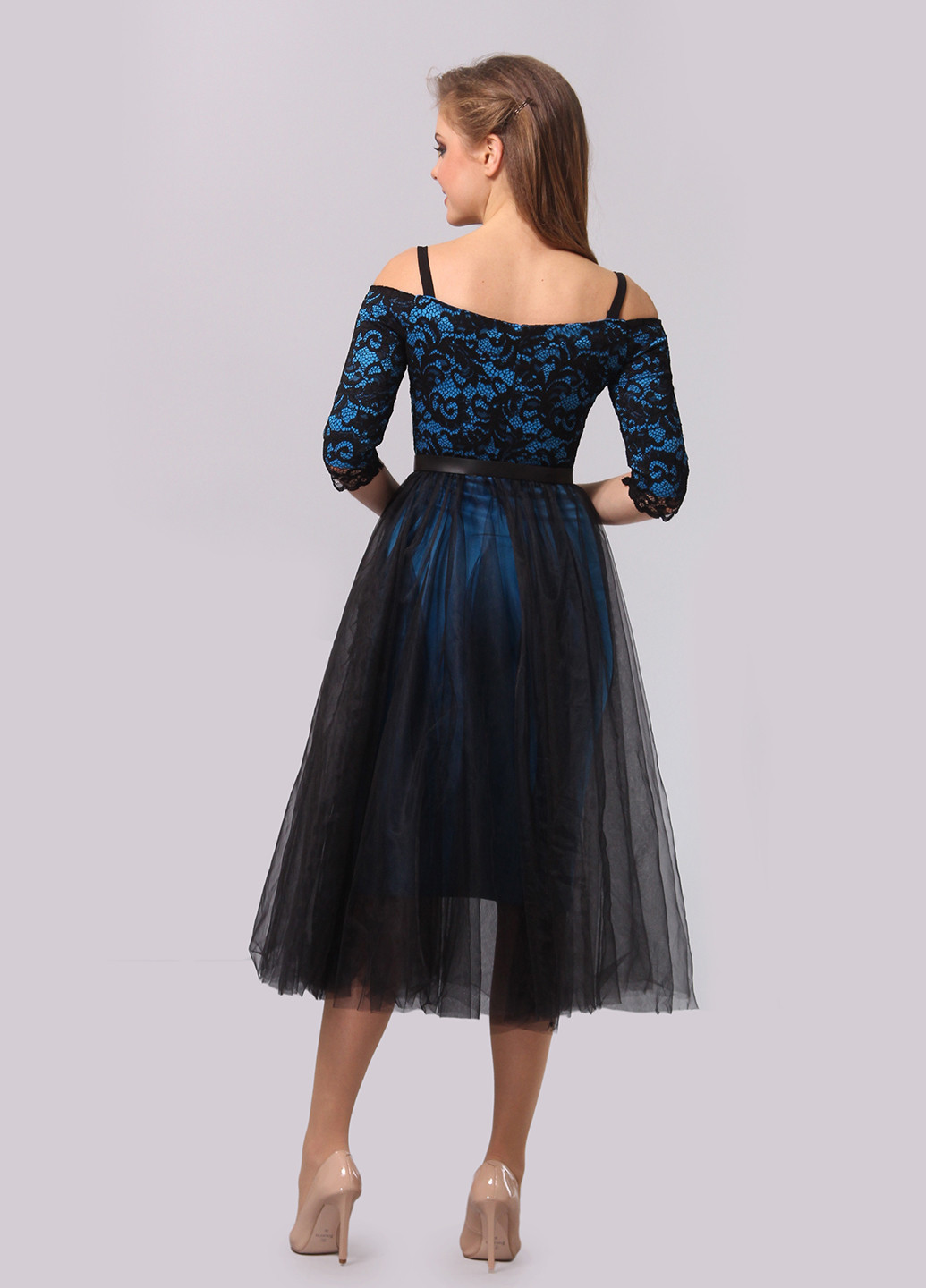 Темно-синее вечернее платье с открытой спиной Agata Webers