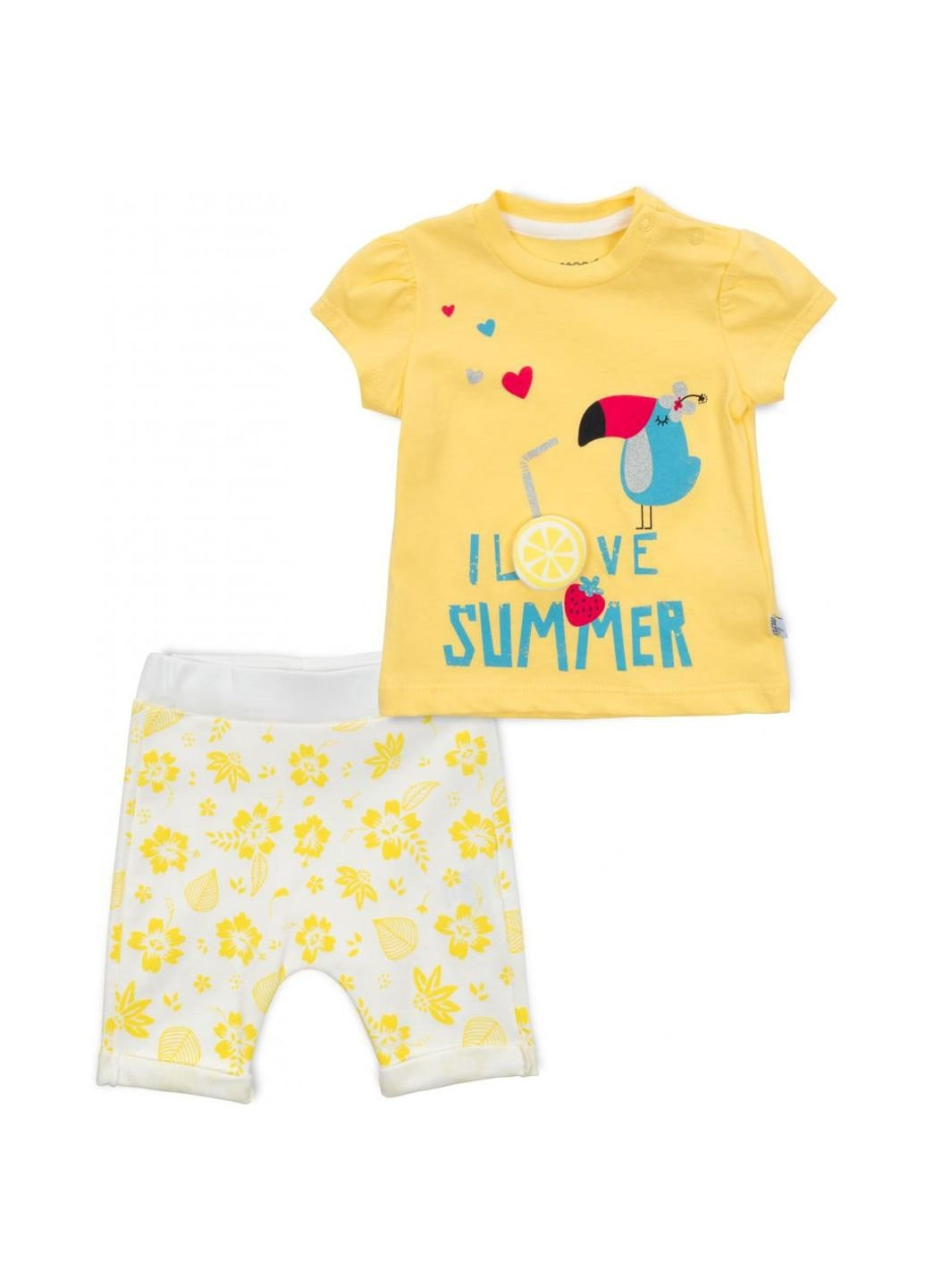 Блакитний літній набір дитячого одягу la mona з пташкою (10508-68g-yellow) Power