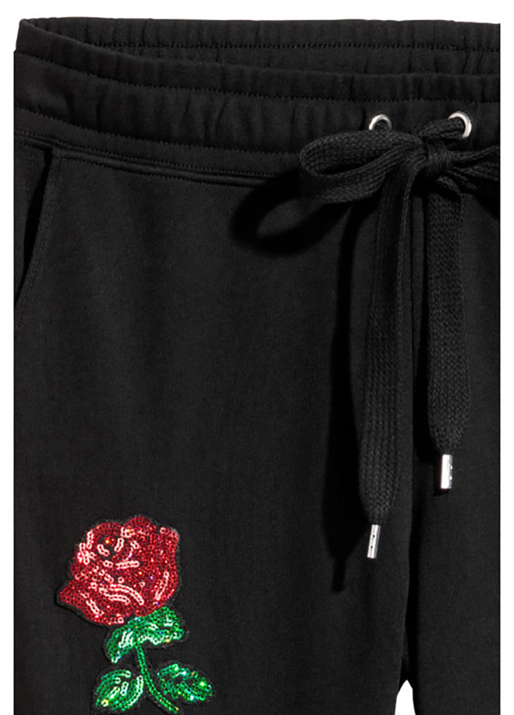 Штани H&M джогери квіткові чорні кежуали поліестер, бавовна