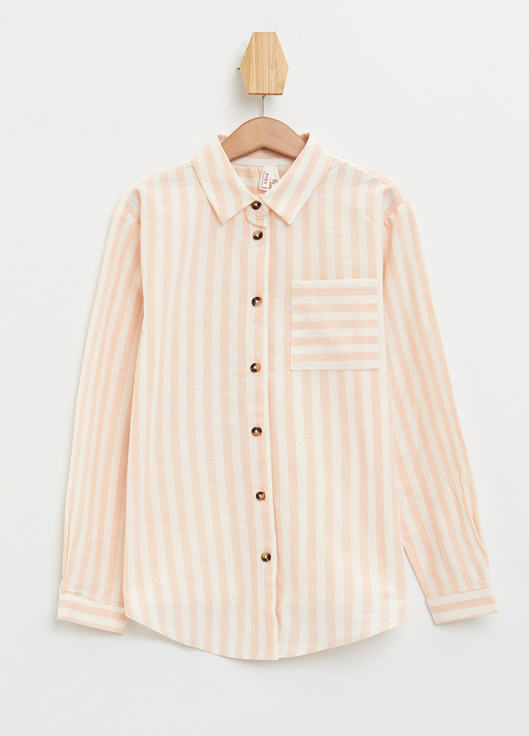Персиковая кэжуал рубашка в полоску DeFacto