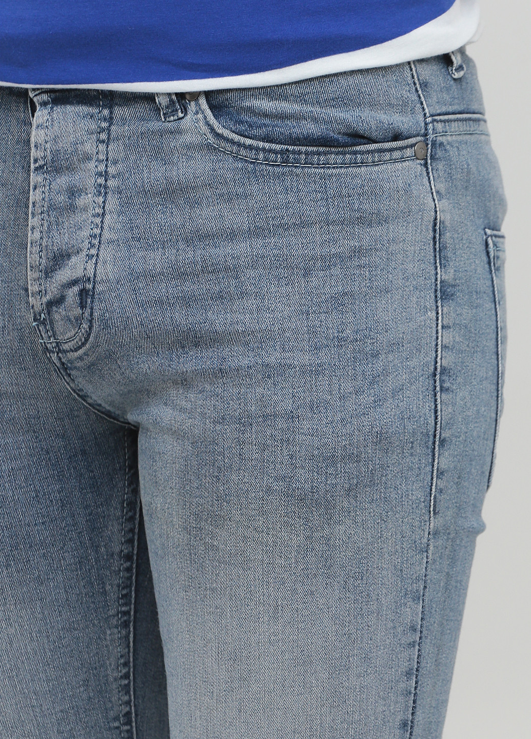 Серо-голубые демисезонные зауженные джинсы Denim Co