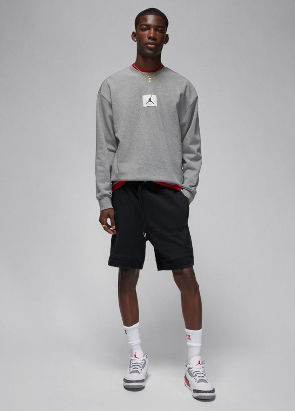 Сірий світшот fb6932-091 Jordan меланж нашивки (314813525)