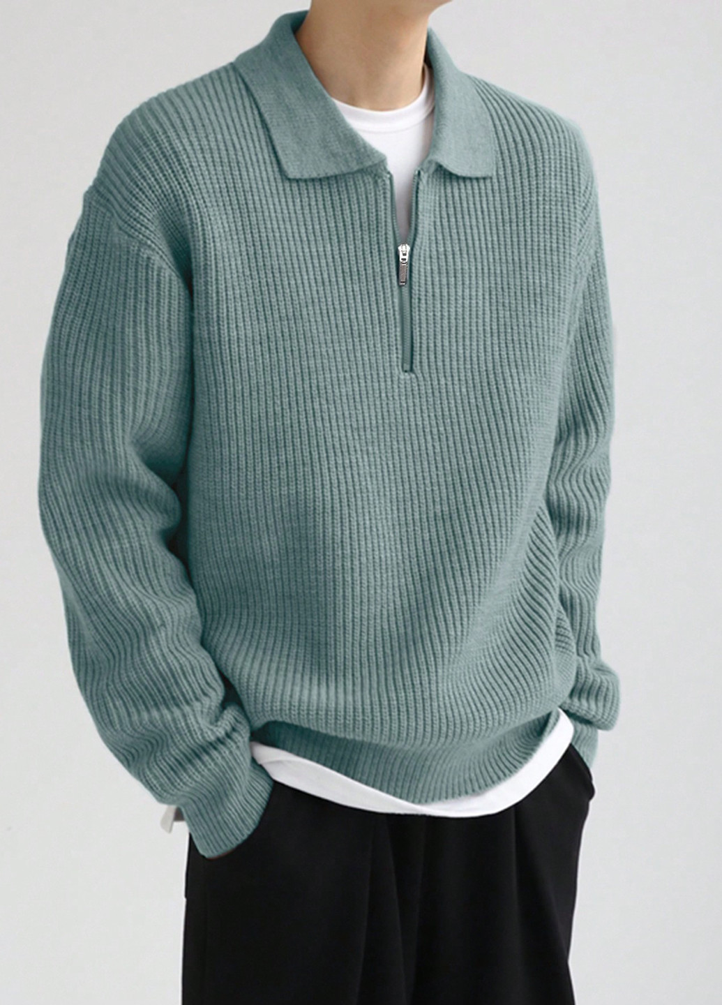 Сіро-зелений демісезонний светр SHEIN