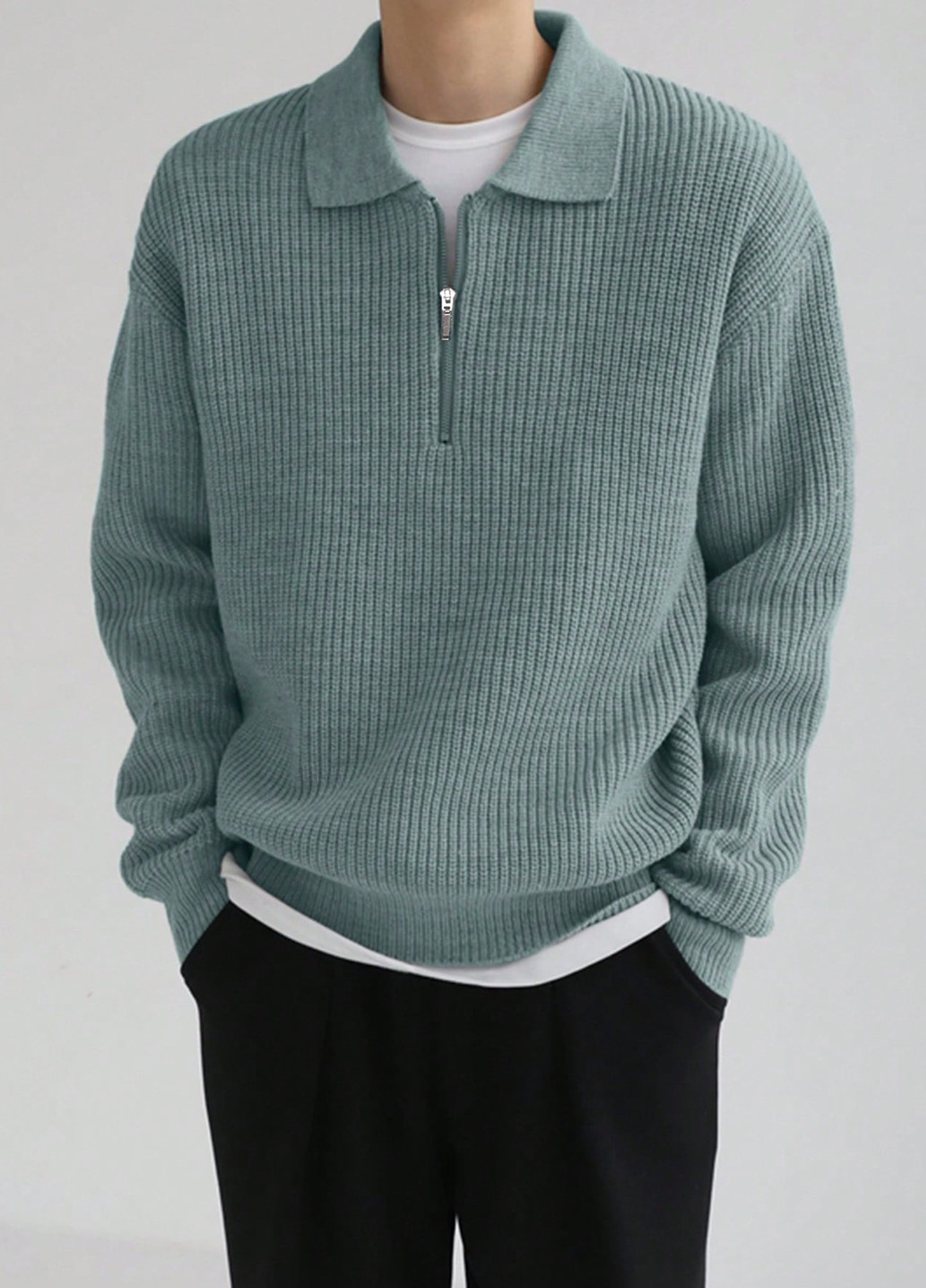 Сіро-зелений демісезонний светр SHEIN