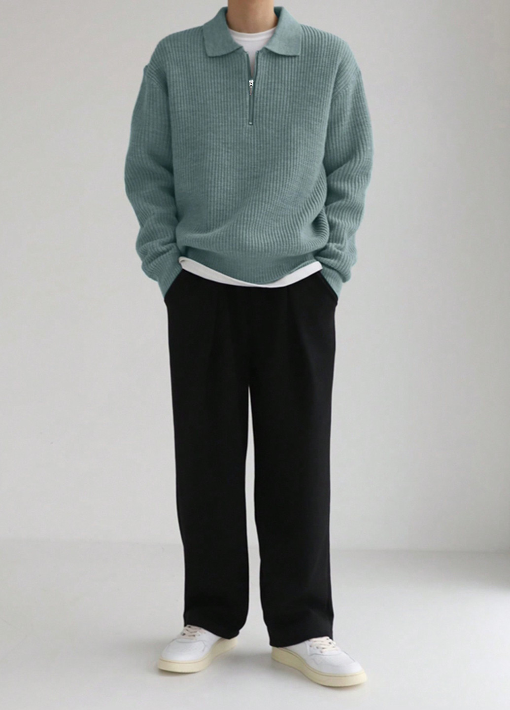 Сіро-зелений демісезонний светр SHEIN