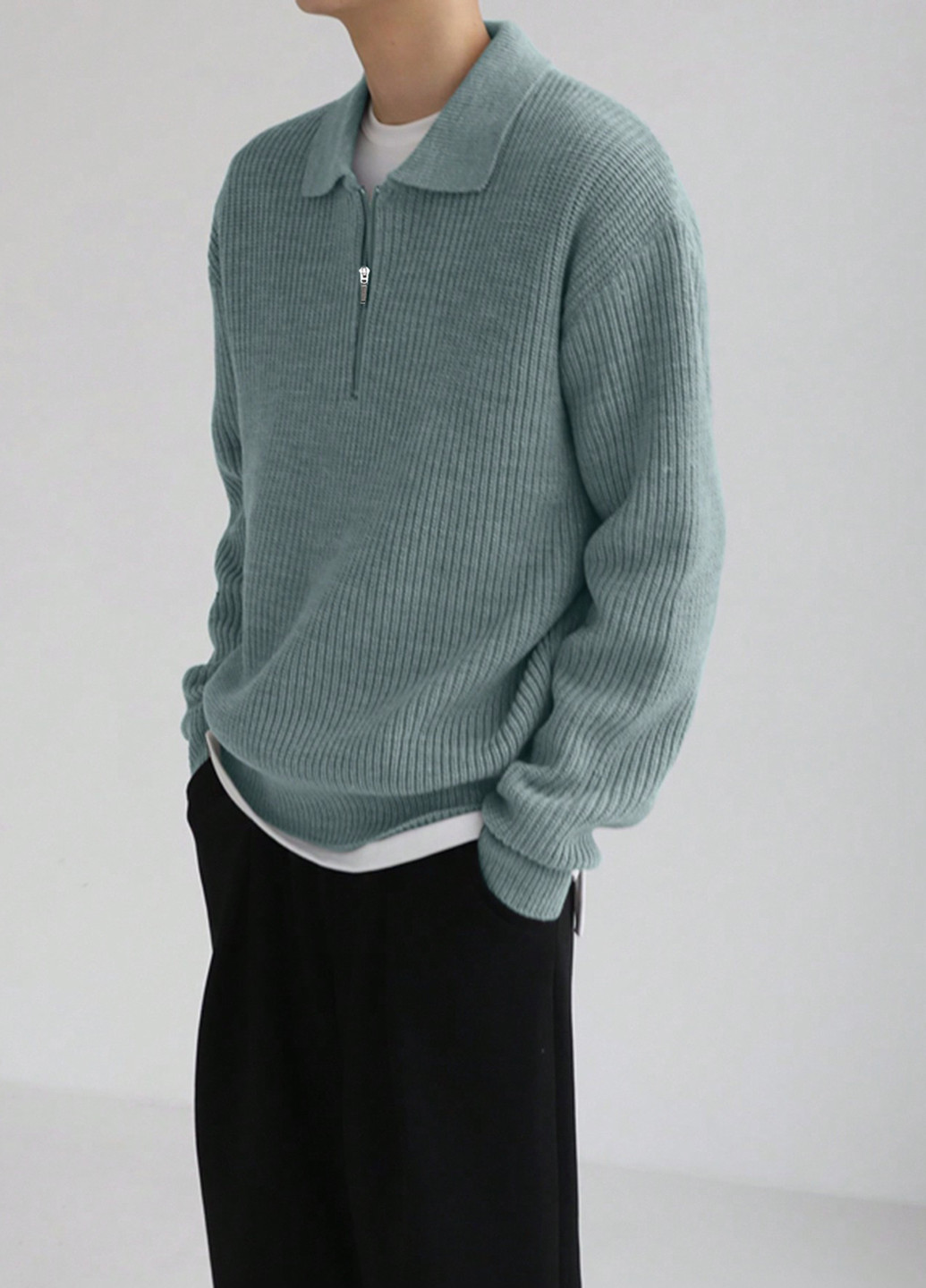 Сіро-зелений демісезонний светр SHEIN