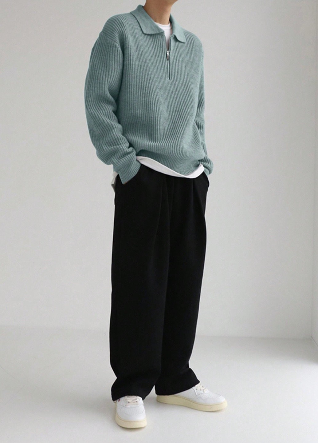 Сіро-зелений демісезонний светр SHEIN