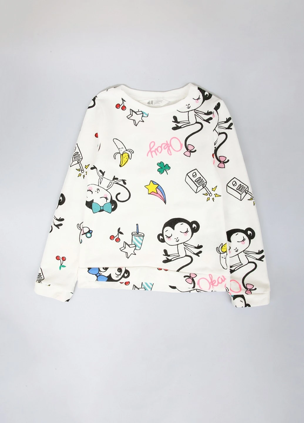 H&M свитшот рисунок белый хлопок