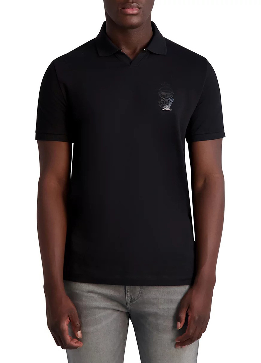 Черная футболка-поло для мужчин Karl Lagerfeld с логотипом