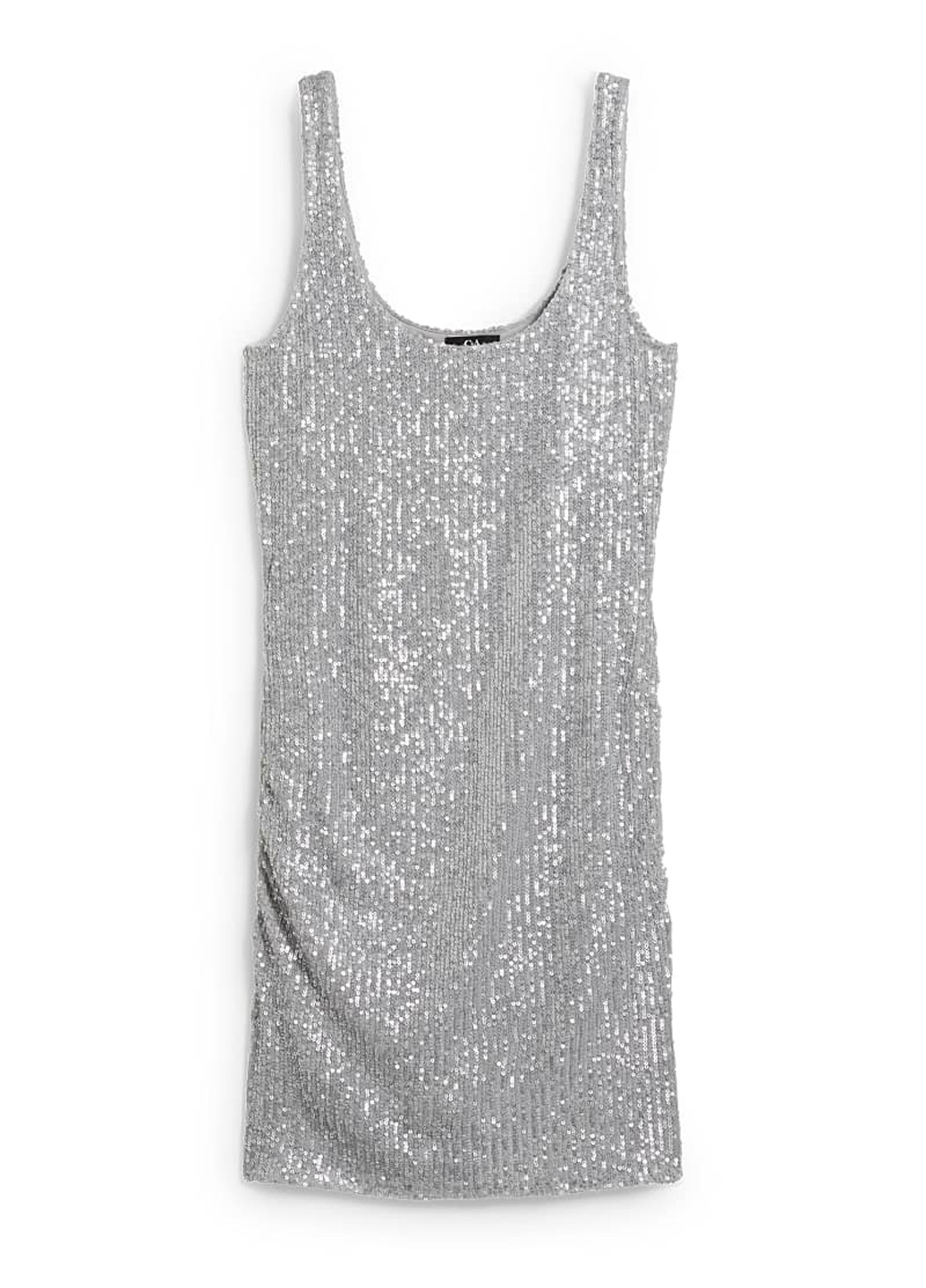 Серое коктейльное платье C&A однотонное