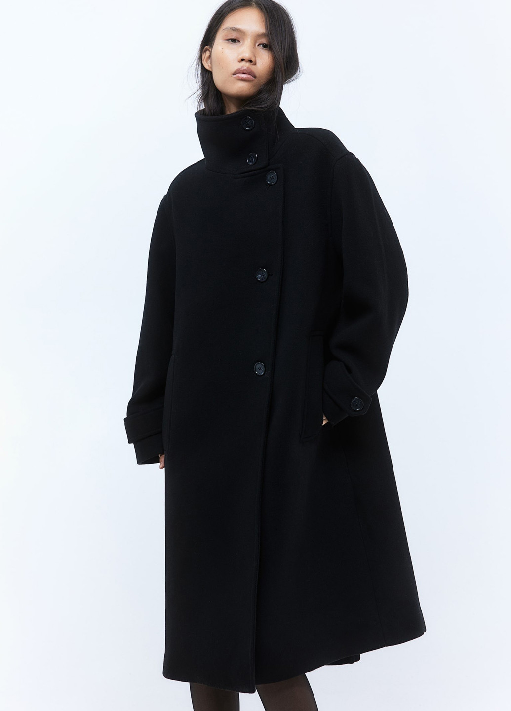 Чорне демісезонне Пальто однобортне H&M