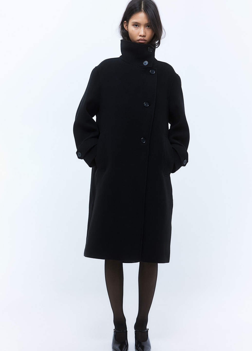 Чорне демісезонне Пальто однобортне H&M